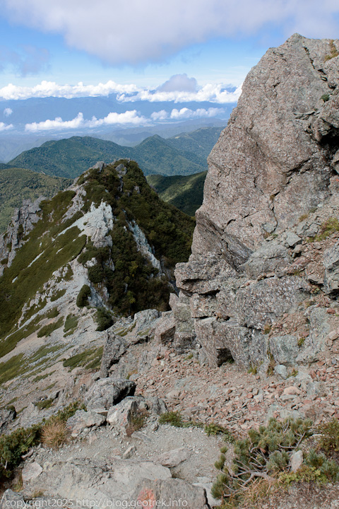 20240914 塩見岳・塩見岳の岩場を振り返る