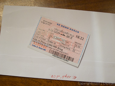 121113ベトナム・列車のチケット